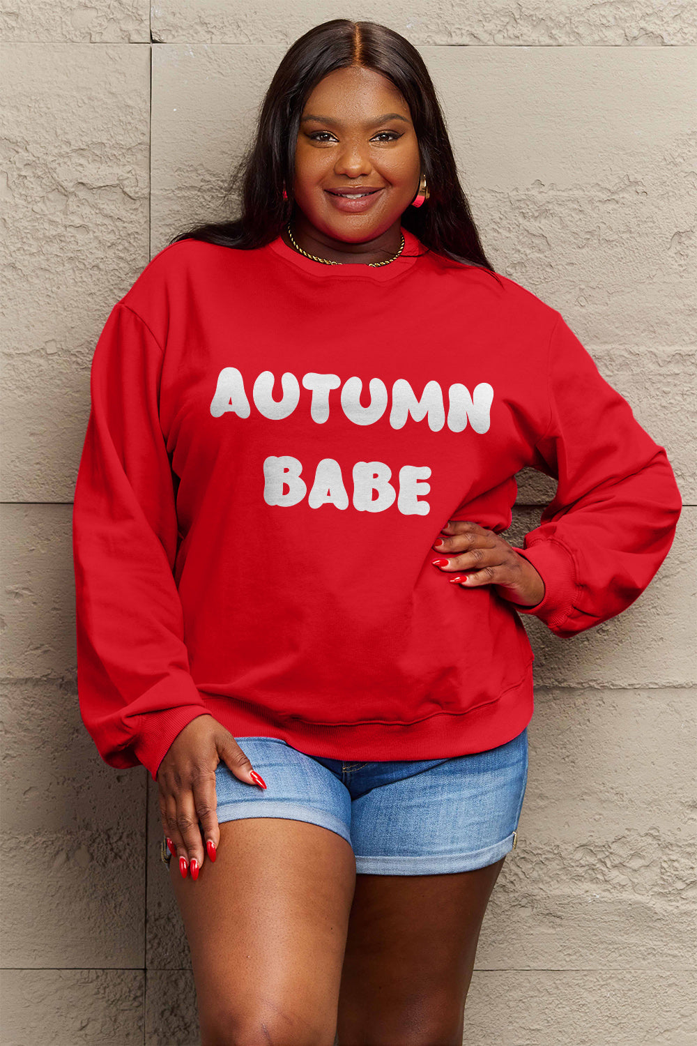 Simply Love Full Size AUTUMN BABE Graphic Sweatshirt-Jewearrings