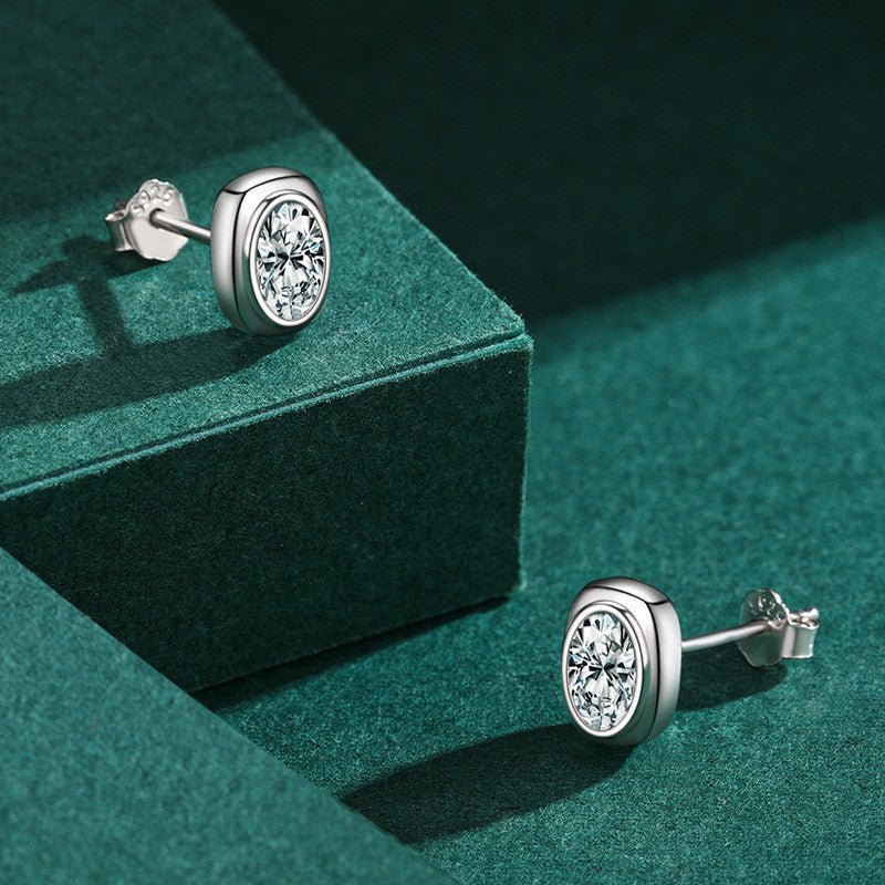 Light Luxury Stud Earrings In Sterling Silver With Diamonds-Jewearrings