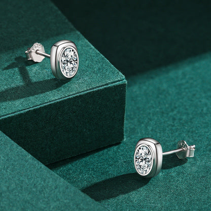 Light Luxury Stud Earrings In Sterling Silver With Diamonds-Jewearrings