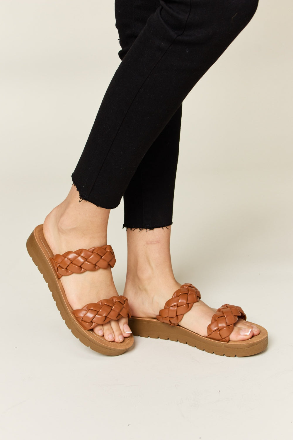 WILD DIVA Woven Dual Band Platform Sandals-Jewearrings