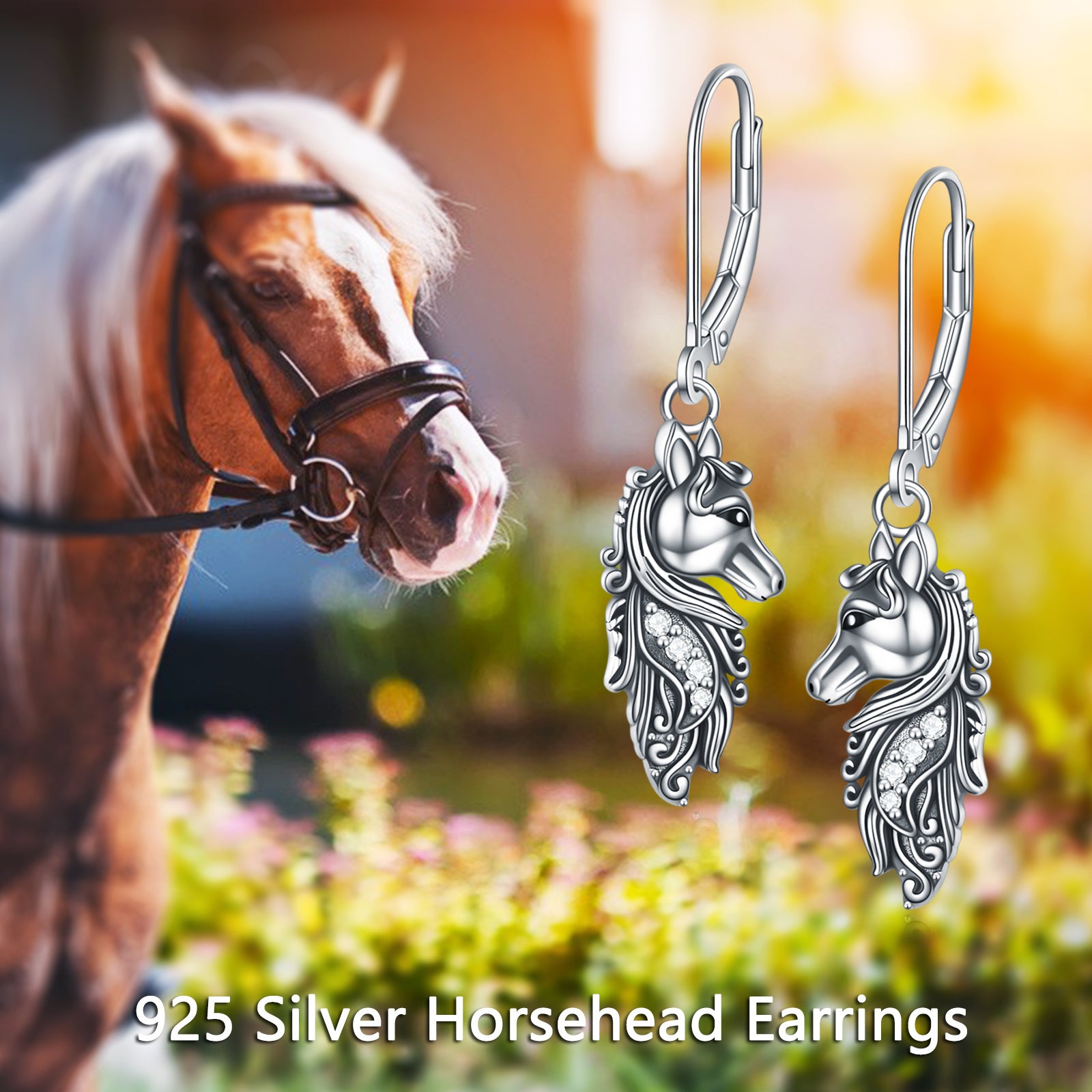 Sterling Silver Horse Dangle Drop Leverback Earrings Jewelry Gifts-Jewearrings