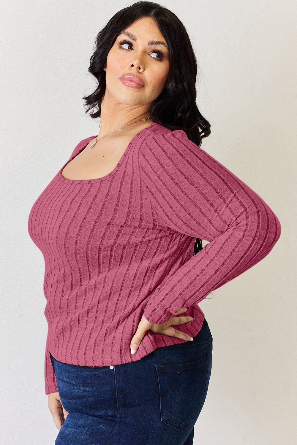 Basic Bae Full Size Ribbed Long Sleeve T-Shirt-Jewearrings