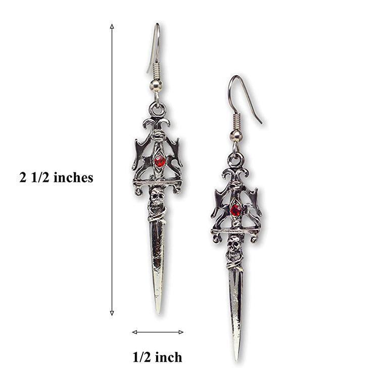 Gothic Vintage Cross Axe Earrings Exaggerated Halloween-Jewearrings