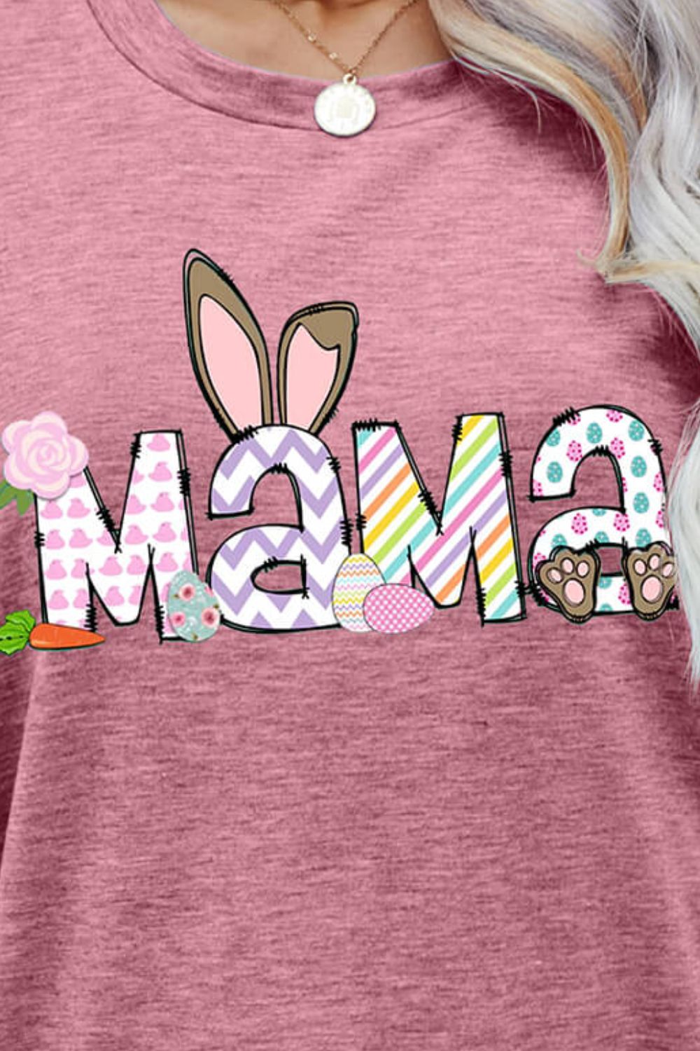 Easter MAMA Graphic Round Neck T-Shirt-Jewearrings