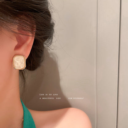 925 Silver Needle Round Opal Stud Earrings Korean Retro-Jewearrings