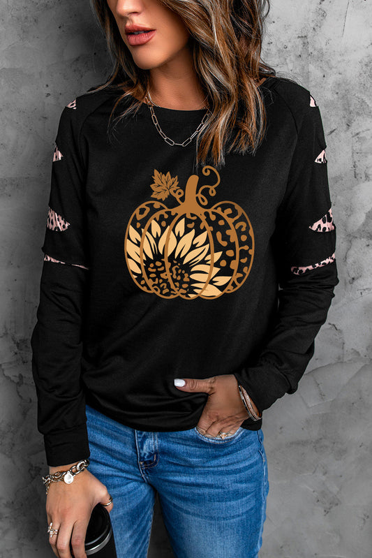 Leopard Pumpkin Graphic Sweatshirt-Jewearrings