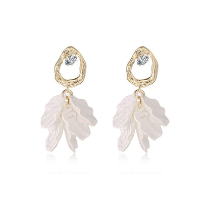 Women's Foreign Style White Petal Earrings Suitable For Silver Pins-Jewearrings