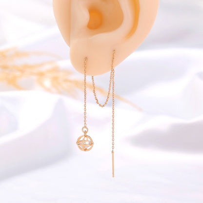 Gold Cutout Round Copper Tassel Pendant Earrings-Jewearrings