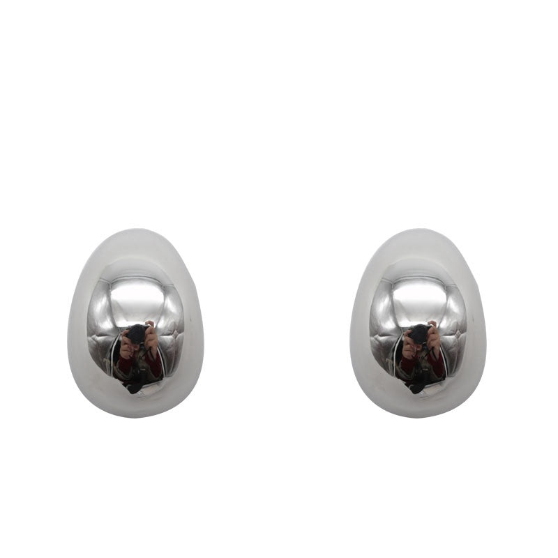 925 Silver Needle Simple Texture Stud Earrings Semicircle Curved Shape-Jewearrings