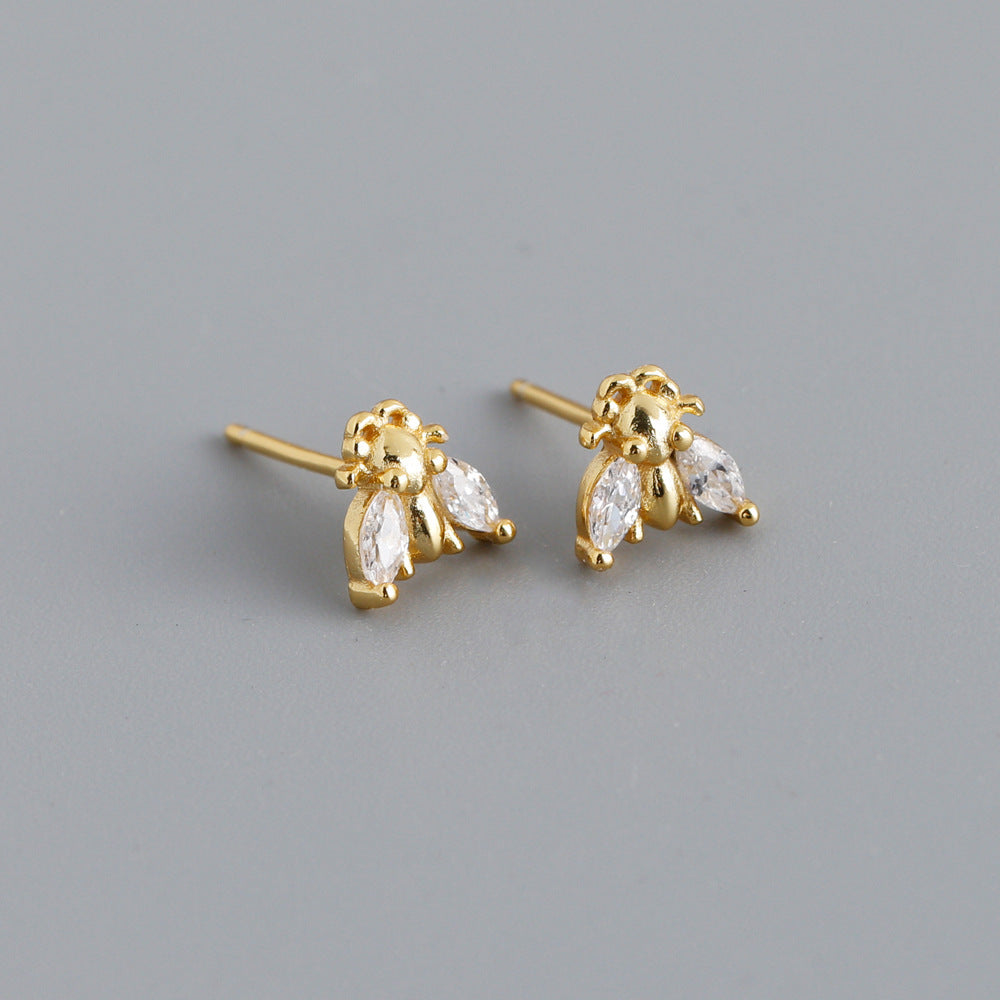 Small And Simple Insect-shaped S925 Sterling Silver Stud Earrings-Jewearrings