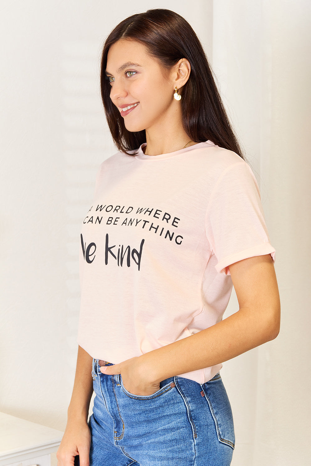 Simply Love Slogan Graphic Cuffed T-Shirt-Jewearrings