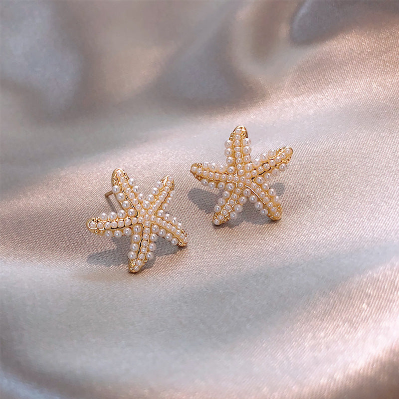 Pineapple Starfish Pearl Earrings-Jewearrings