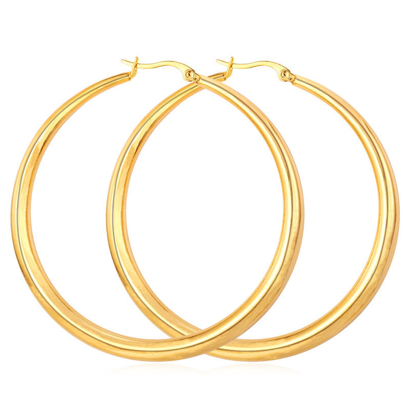 Women's Glossy Large Hoop Earrings-Jewearrings