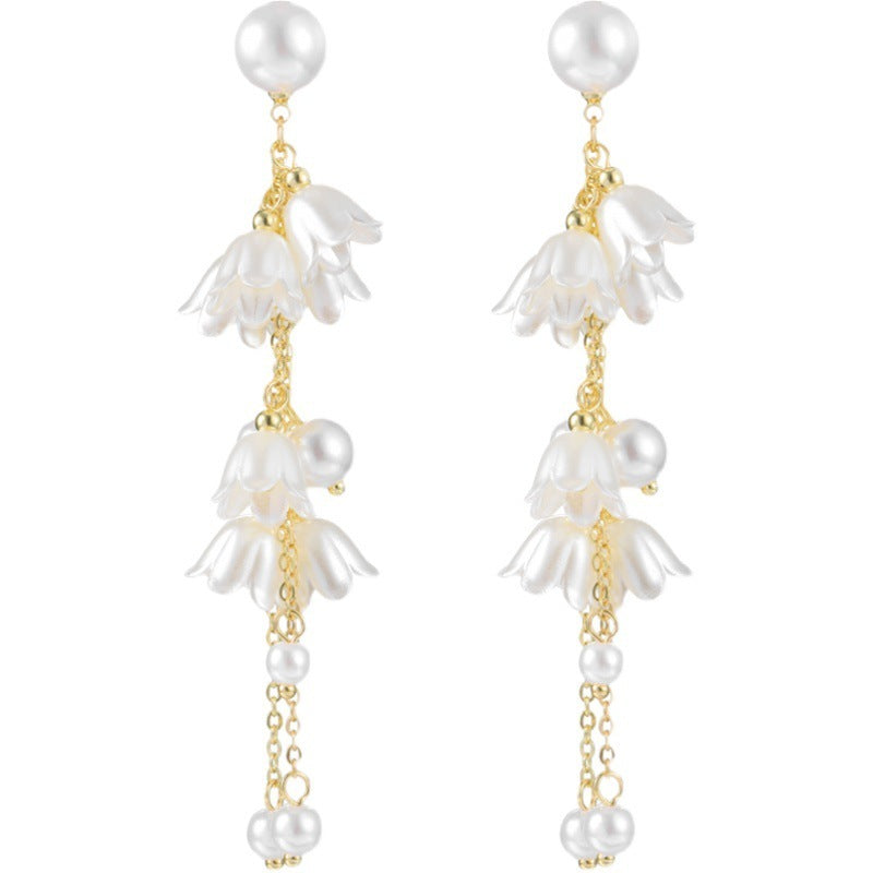 Women's Fashion Tassel Pearl Earrings-Jewearrings