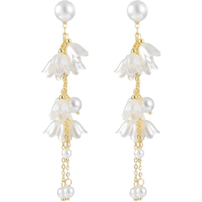 Women's Fashion Tassel Pearl Earrings-Jewearrings