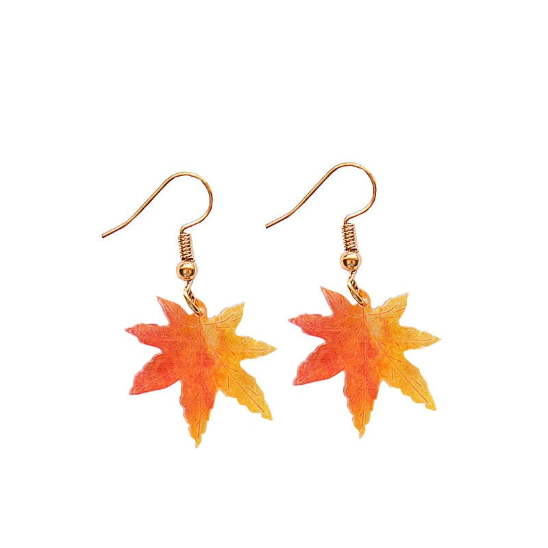 Ginkgo maple leaf ear clip earrings-Jewearrings