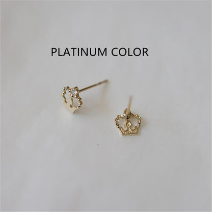 S925 Silver Plating 14K Gold Crowns Sterling Silver Stud Earrings-Jewearrings