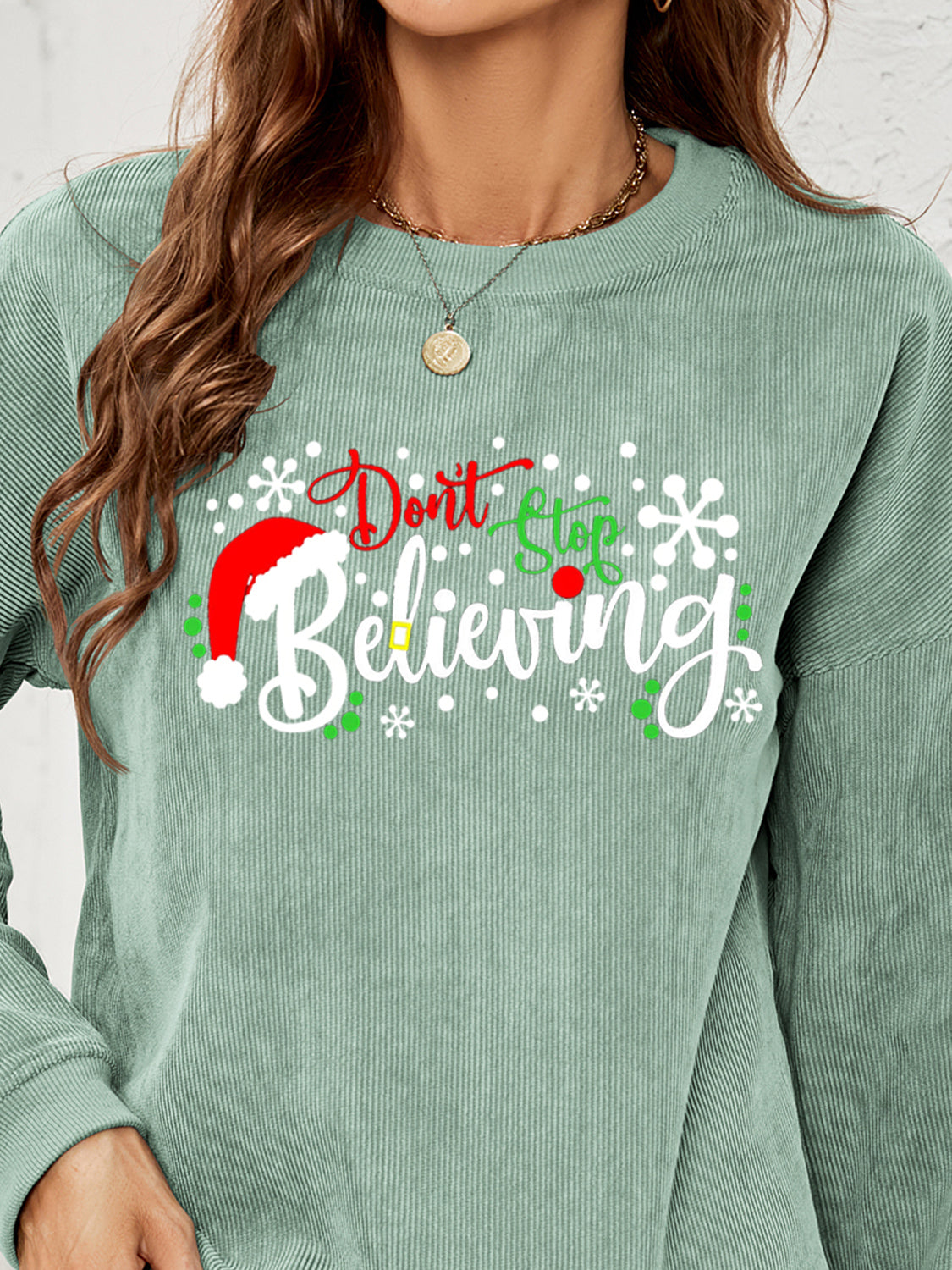 DON'T STOP BELIEVING Graphic Sweatshirt-Jewearrings