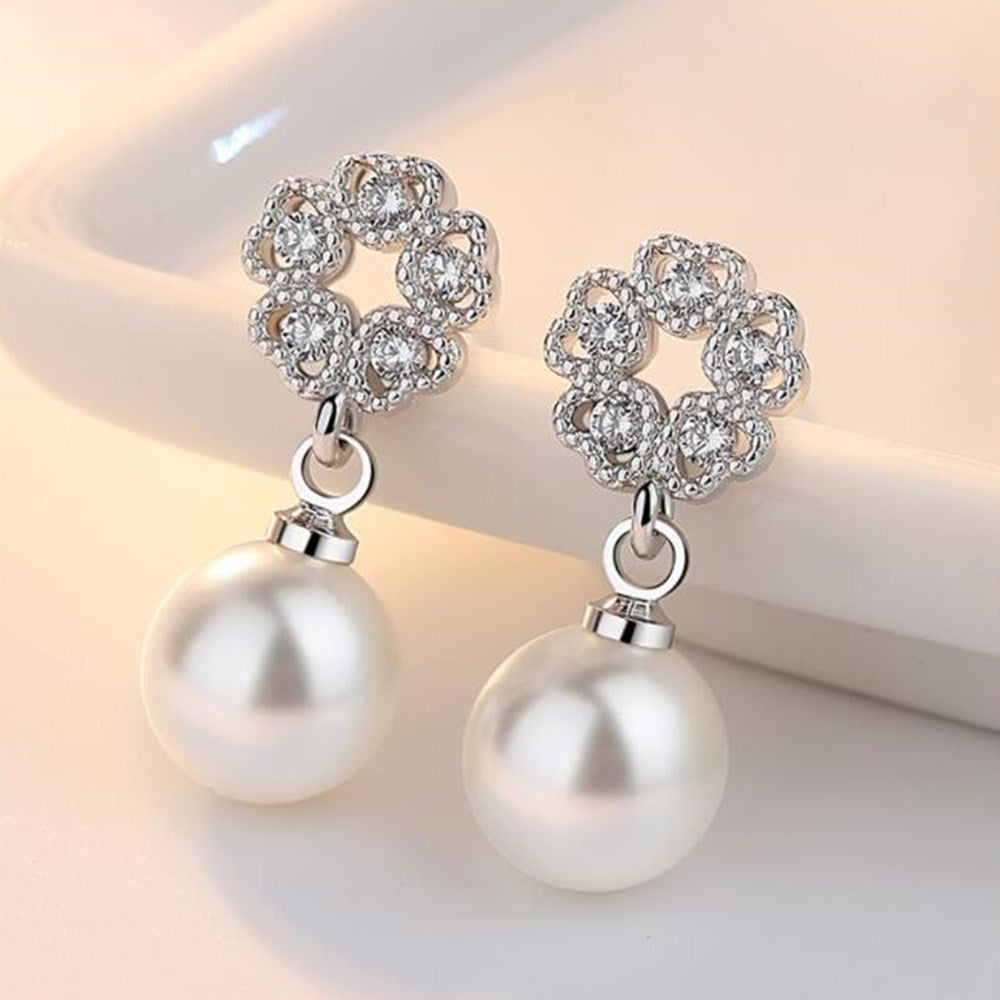 Large Pearl Tassel Earrings Women's Sterling Silver Earrings-Jewearrings