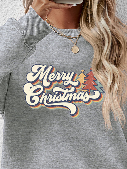 Christmas Letter Graphic Round Neck Sweatshirt-Jewearrings