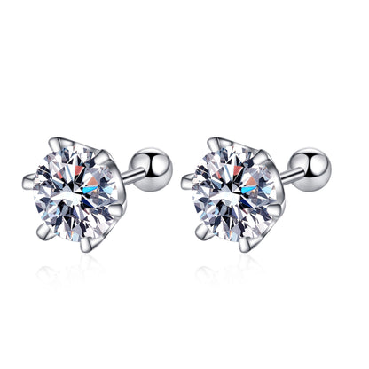 Earrings 925 Sterling Silver High-grade Six-claw Moissanite Earrings-Jewearrings