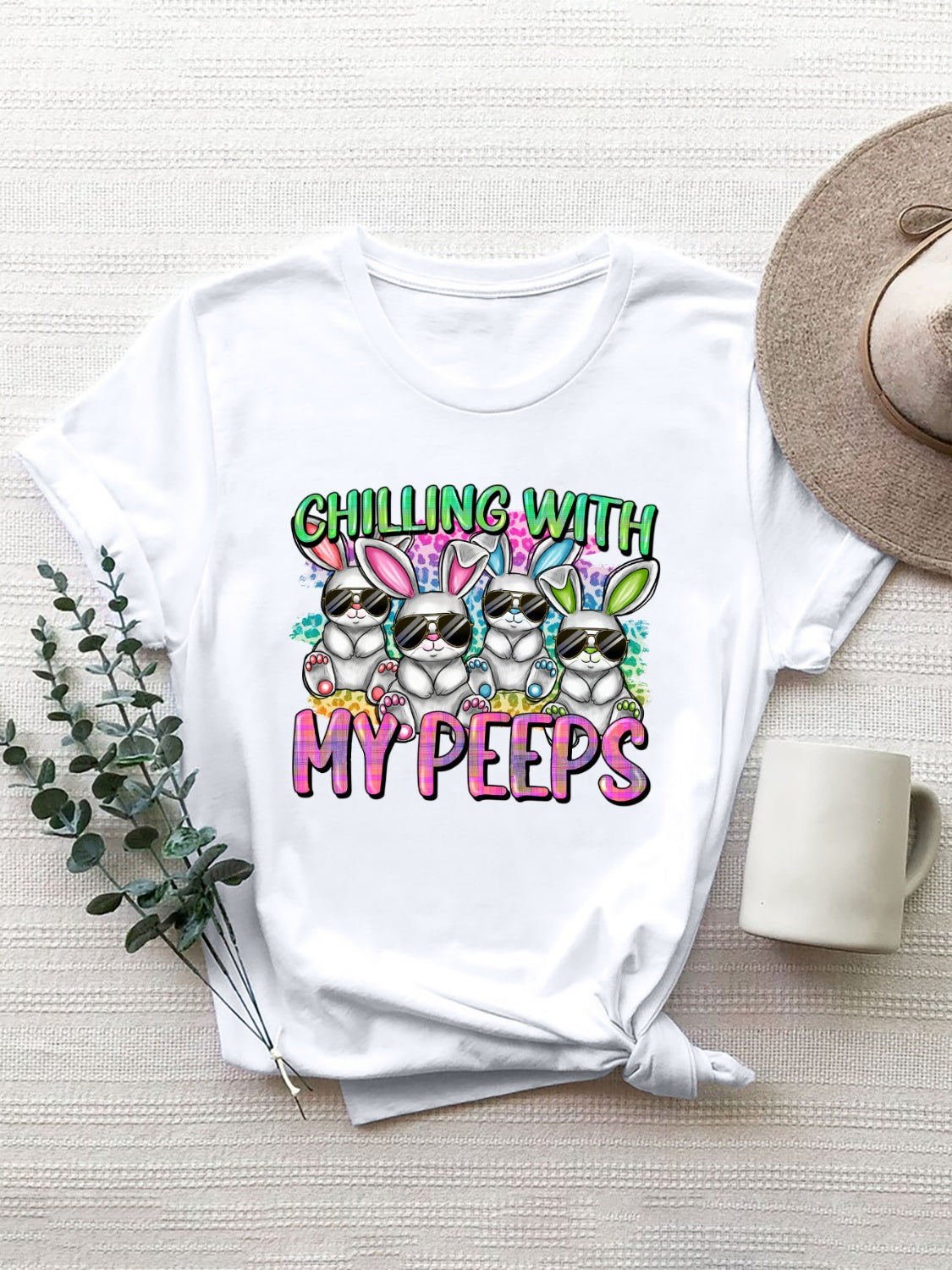 CHILLING WITH MY PEEPS Round Neck T-Shirt-Jewearrings