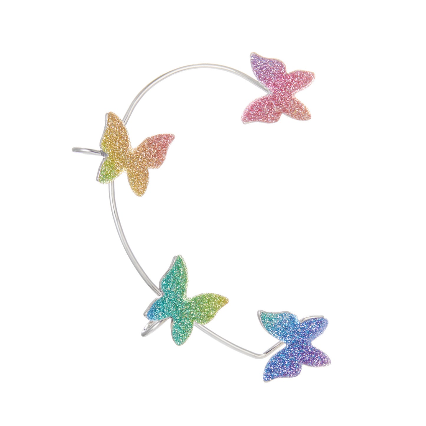 Glitter Butterfly Ear Clip And Ear Hook Earrings-Jewearrings