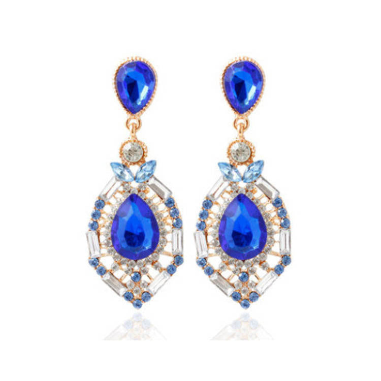 Water Drop Gem Earrings Ornament Bow Temperament Earrings-Jewearrings