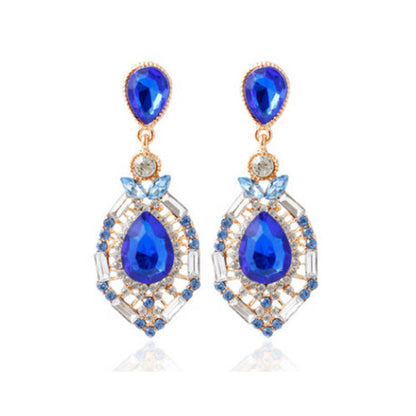 Water Drop Gem Earrings Ornament Bow Temperament Earrings-Jewearrings