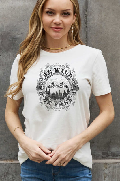 Simply Love Full Size BE WILD BE FREE Graphic Cotton T-Shirt-Jewearrings