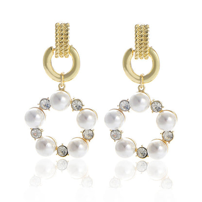 New Japan And South Korea Simple Pearl Earrings With Diamonds Retro-Jewearrings