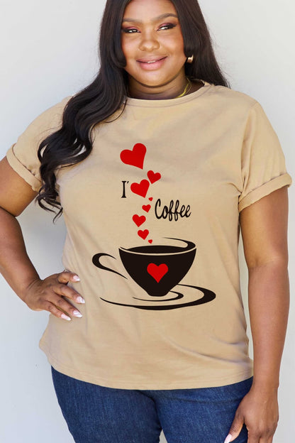 Simply Love Full Size I LOVE COFFEE Graphic Cotton Tee-Jewearrings