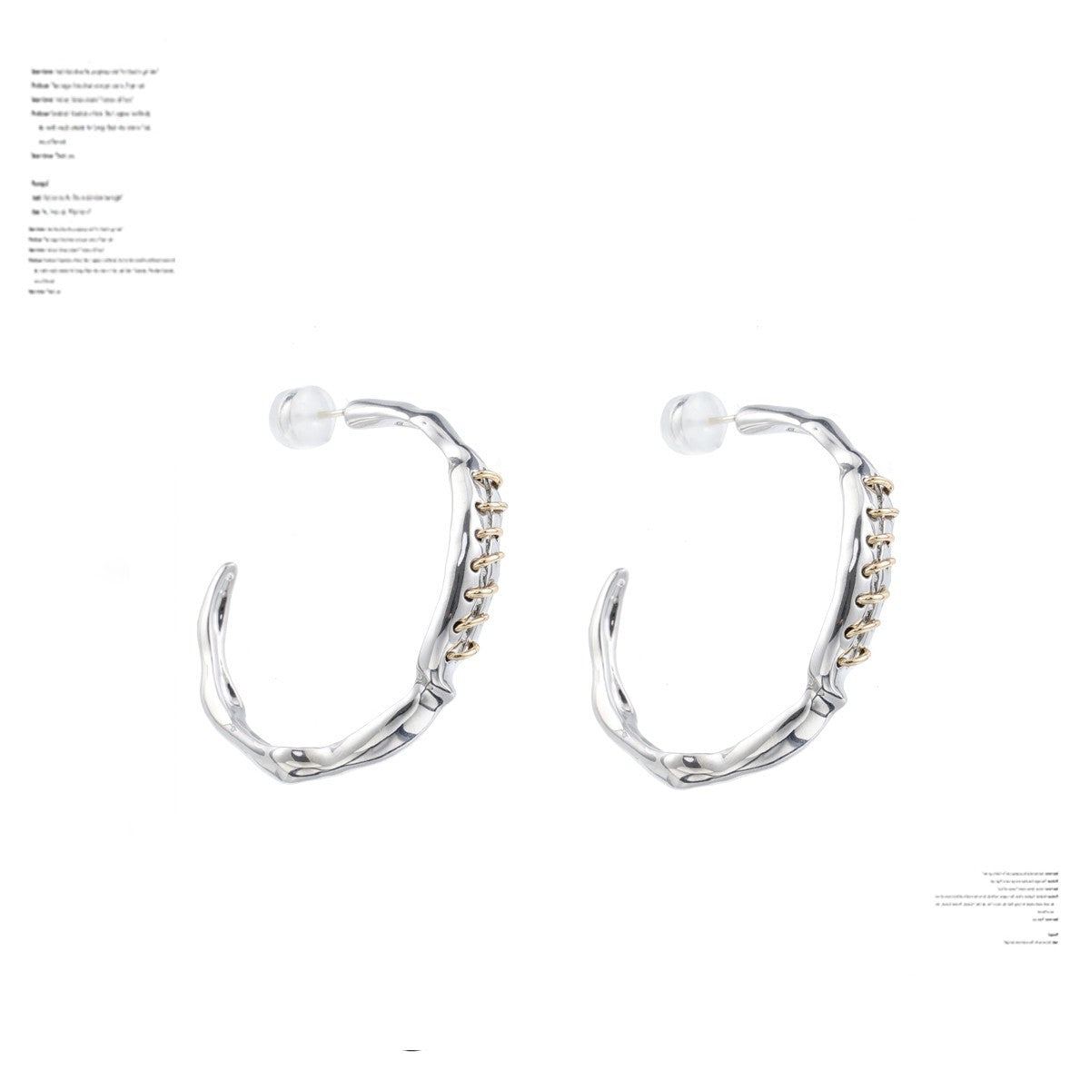 Trauma Series Gold And Silver C- Ring Earrings-Jewearrings