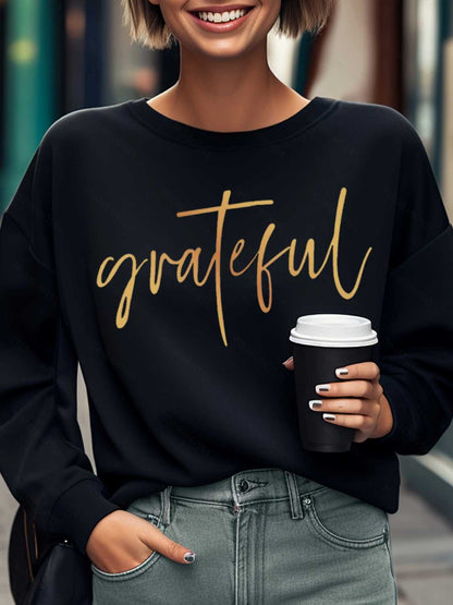 GRATEFUL Round Neck Sweatshirt-Jewearrings