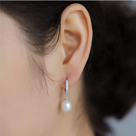 Water Pearl Earrings Ear Ring Finished Parts Female Half Silver Accessories-Jewearrings