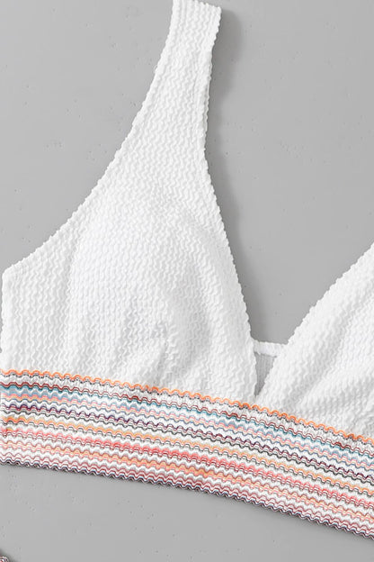 Contrast Textured High Cut Swim Set-Jewearrings