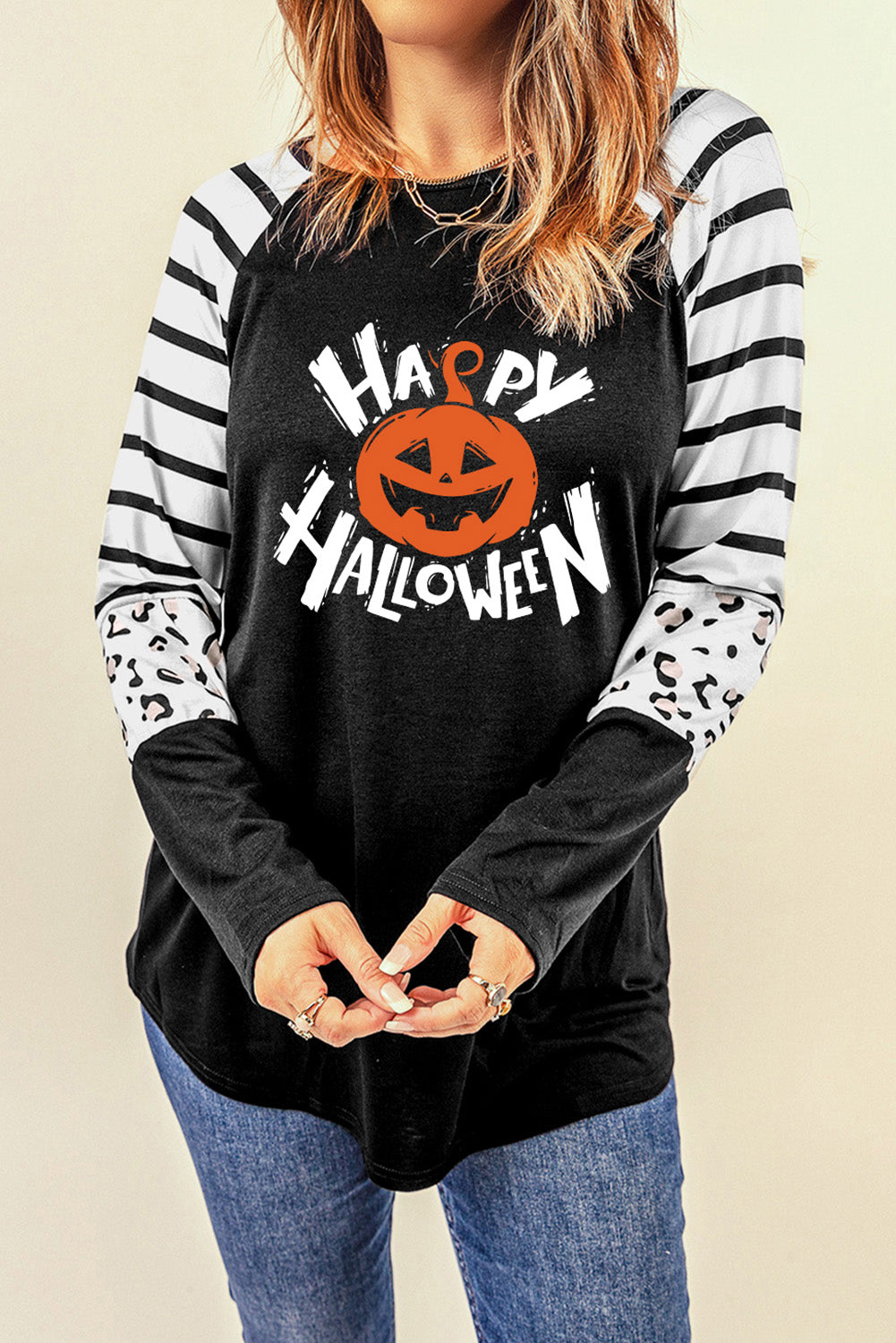 HAPPY HALLOWEEN Graphic Long Sleeve T-Shirt-Jewearrings