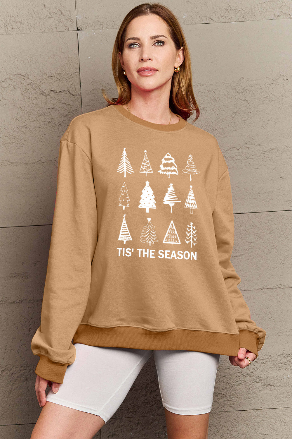 Simply Love Full Size Christmas Tree Graphic Sweatshirt-Jewearrings