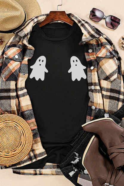 Ghost Graphic Short Sleeve Round Neck T-Shirt-Jewearrings