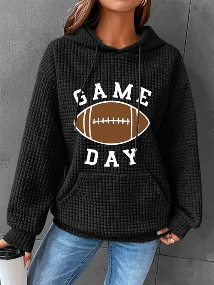 Full Size GAME DAY Graphic Drawstring Hoodie-Jewearrings