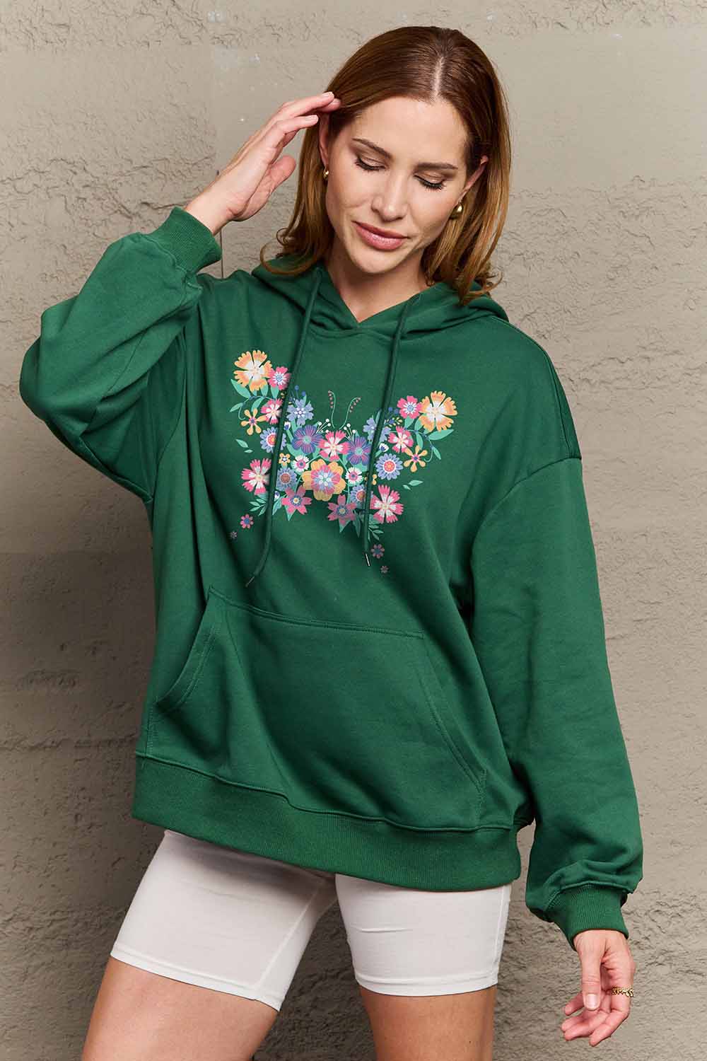 Simply Love Simply Love Full Size Floral Butterfly Graphic Hoodie-Jewearrings