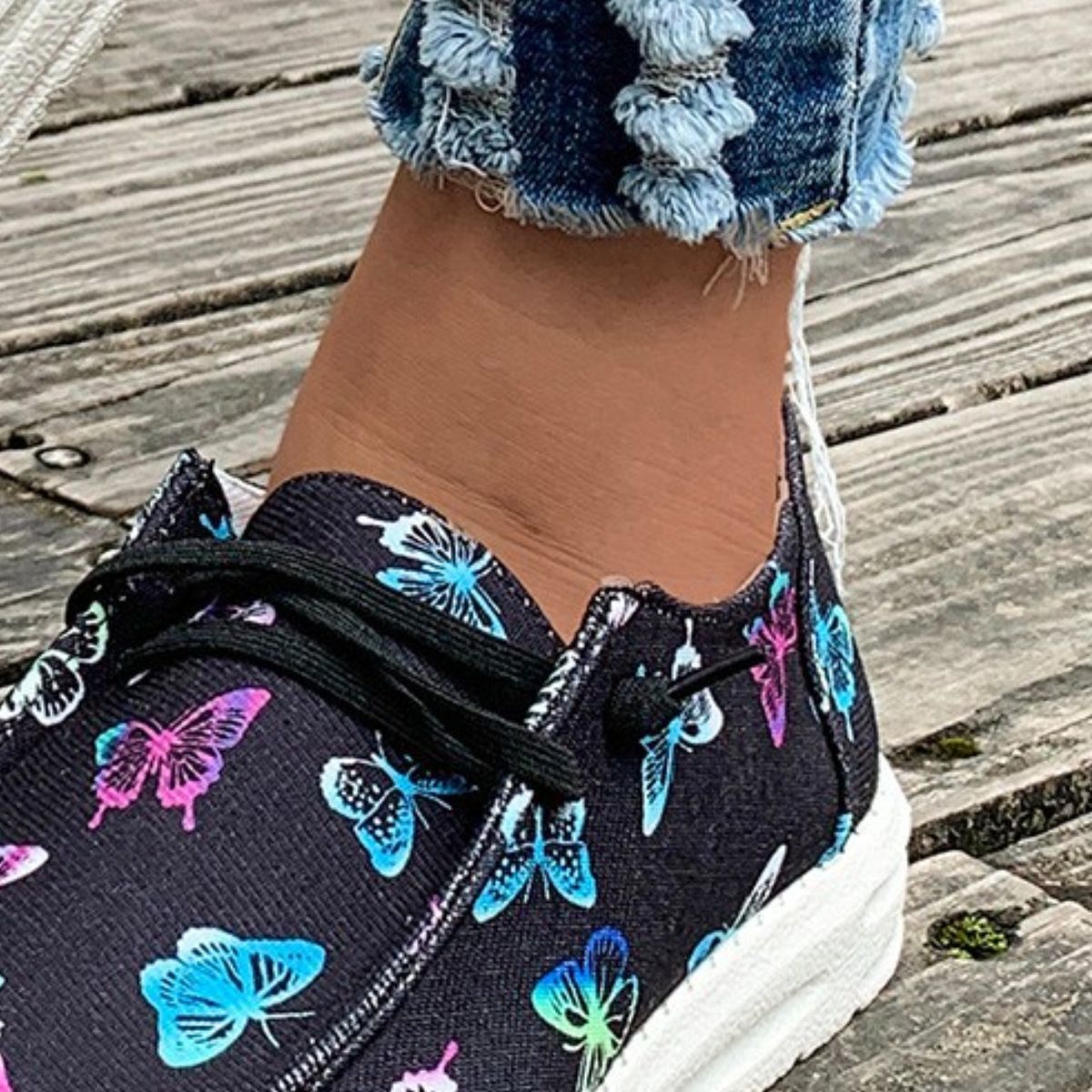 Printed Round Toe Flat Sneakers-Jewearrings