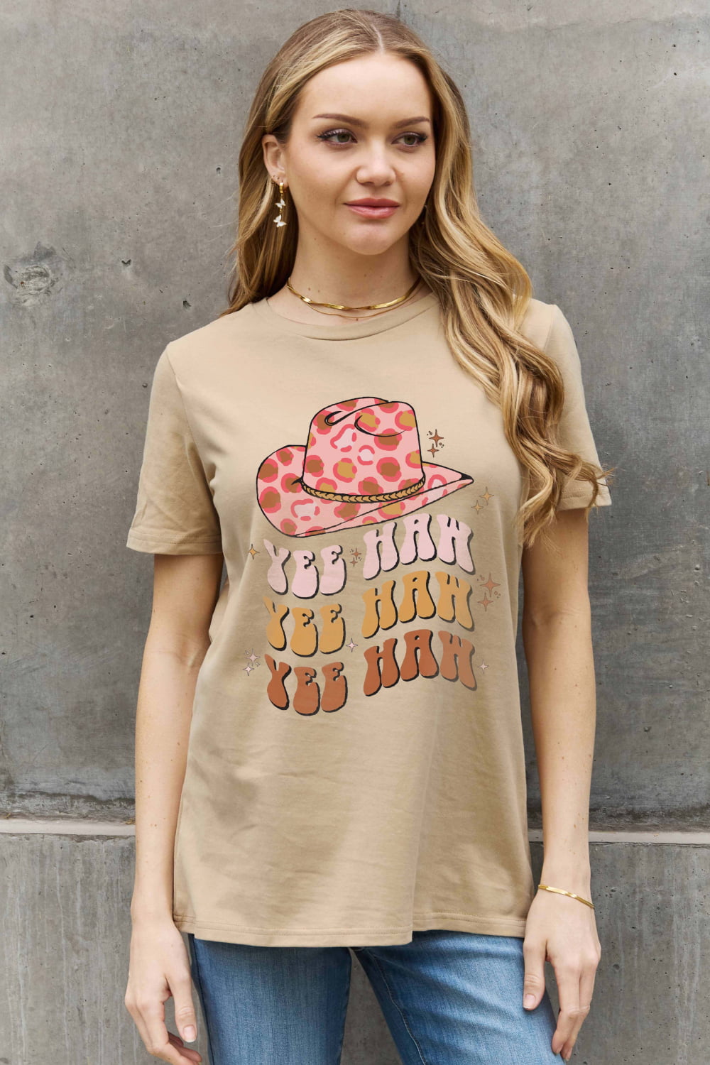 Simply Love Simply Love Full Size YEE HAH YEE HAH YEE HAH Graphic Cotton Tee-Jewearrings