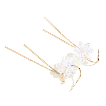 Temperament Light Luxury Forest Pearl Tassel Earrings-Jewearrings