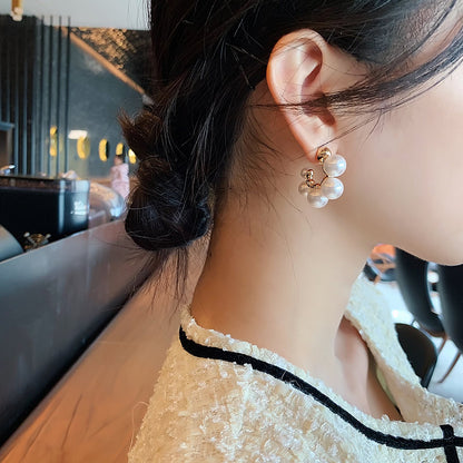 Korean Port Style Retro Hepburn Temperament Simple Pearl Earrings-Jewearrings