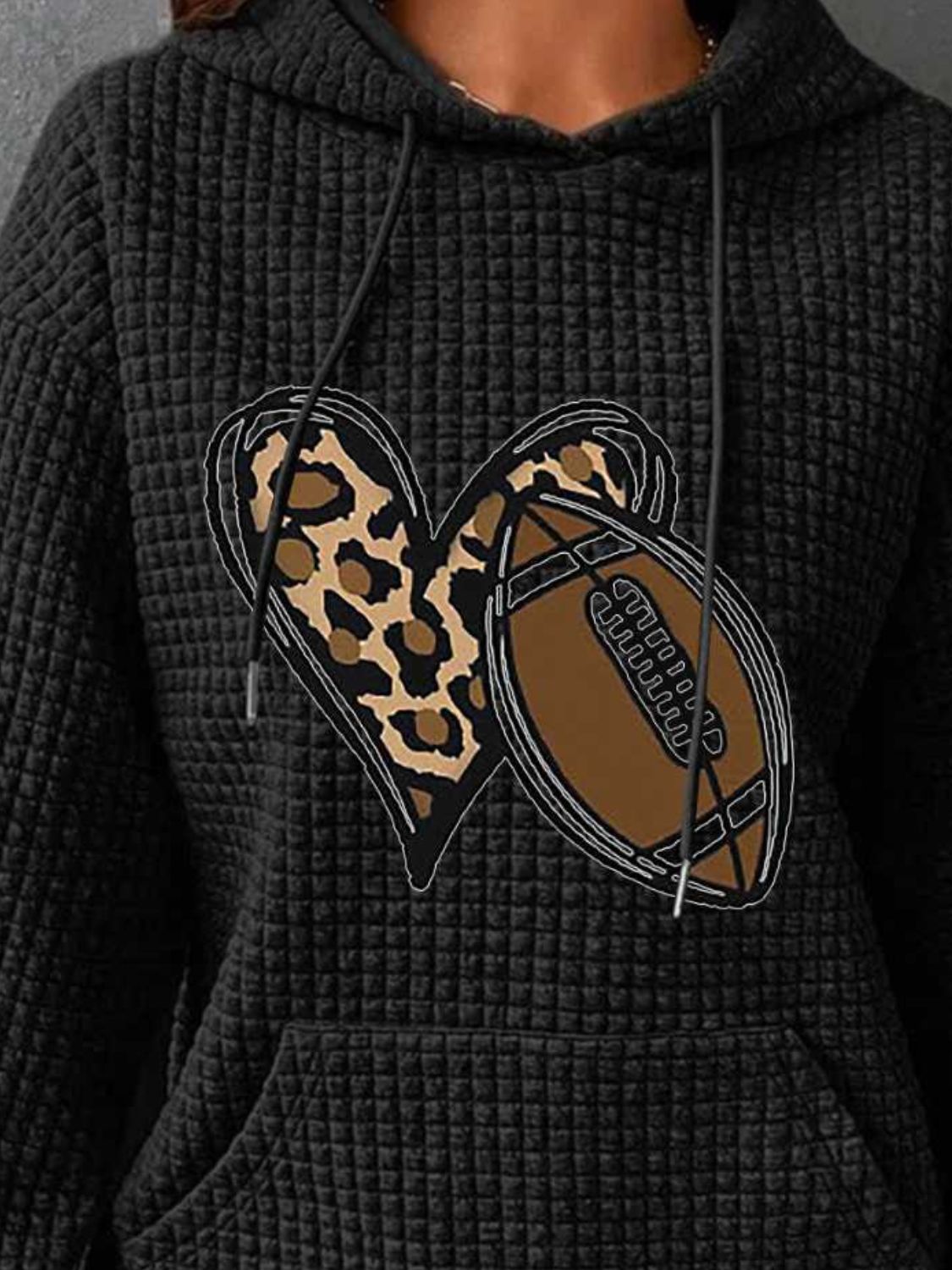 Heart & Football Graphic Hoodie-Jewearrings