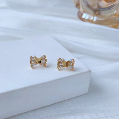 Simple Small Earrings Female Bow Cross-Jewearrings