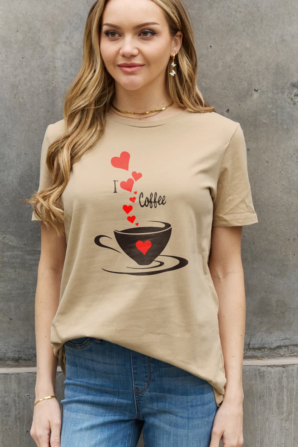 Simply Love Full Size I LOVE COFFEE Graphic Cotton Tee-Jewearrings