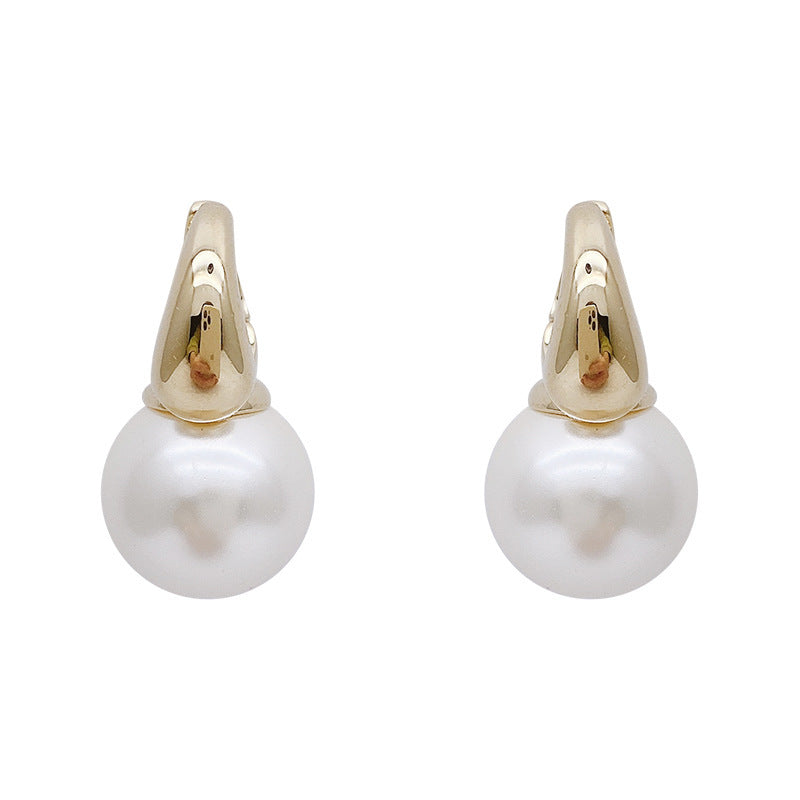 Women's 925 Silver Needle Pearl Earrings-Jewearrings