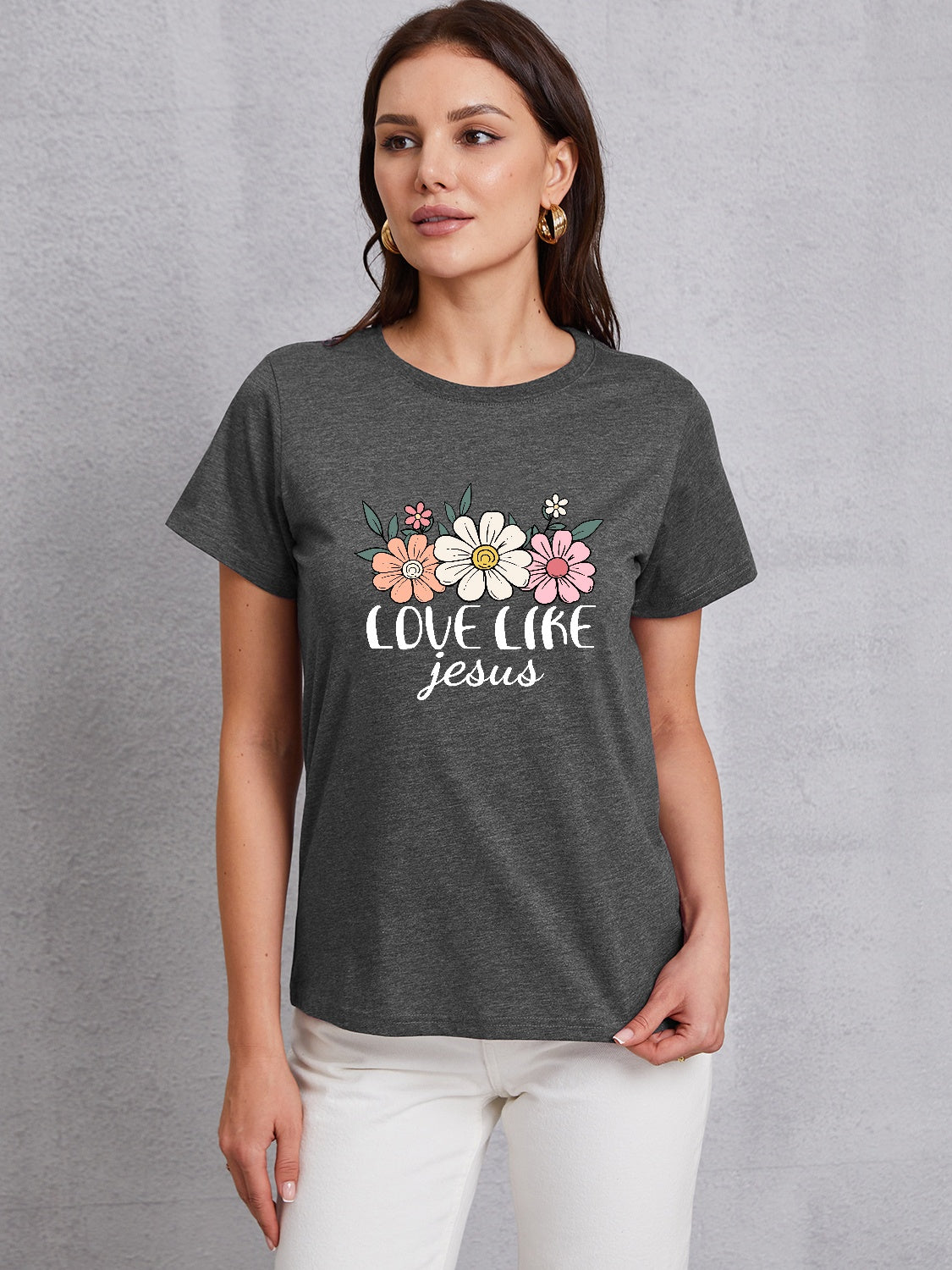 LOVE LIKE JESUS Round Neck T-Shirt-Jewearrings